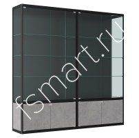 Витрина из алюминиевого профиля, стекла и ДСП